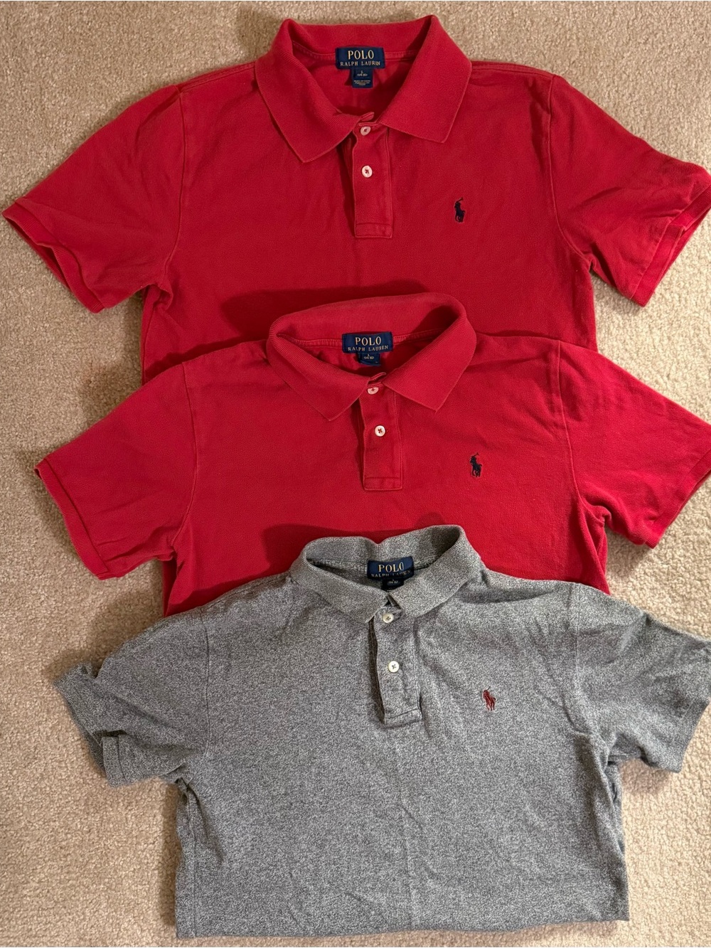 Polo Ralph Lauren Boys’ Red & Gray Polo Shirts Size Large 14/16